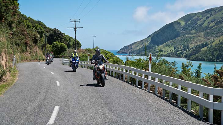 A group of motorcyclists out for a scenic ride.