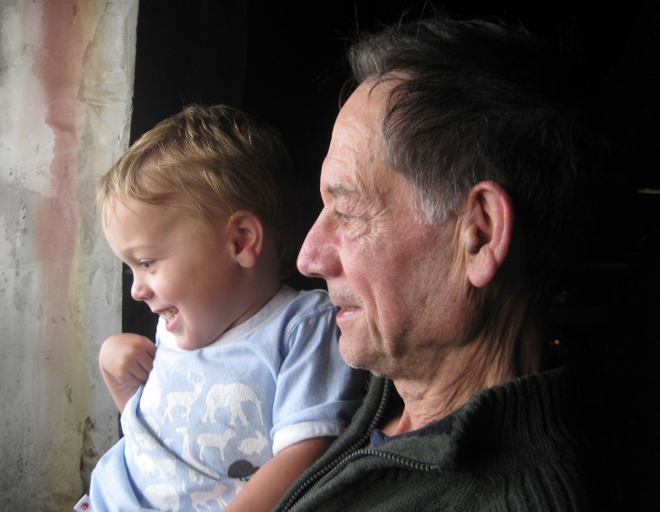 Trevor Markham holds his grandson